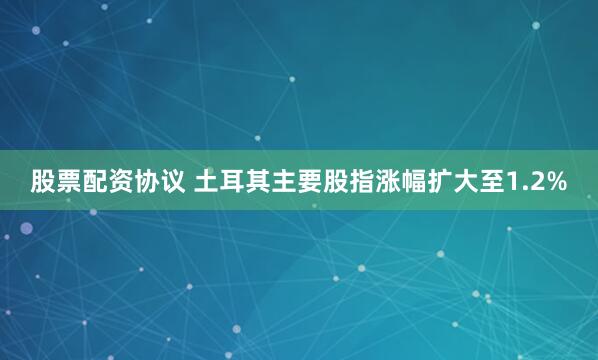 股票配资协议 土耳其主要股指涨幅扩大至1.2%