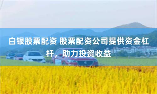 白银股票配资 股票配资公司提供资金杠杆，助力投资收益